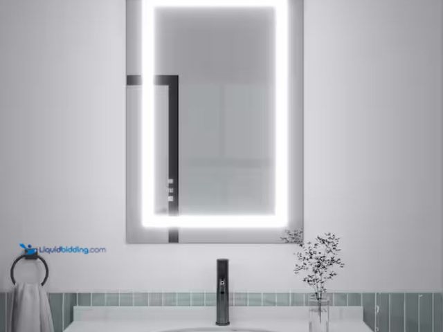 Lot 49-2006128 - TOOLKISS Classic 24 in. W x 36 in. H Rectangular Frameless Anti-Fog LED Light Wall Bathroom Vanity M...