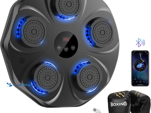 Lot 49-3531162 - Music Boxing Machine, Music Punching Trainer with Boxing Gloves, Wall Mounted Electronic Workout Pun...