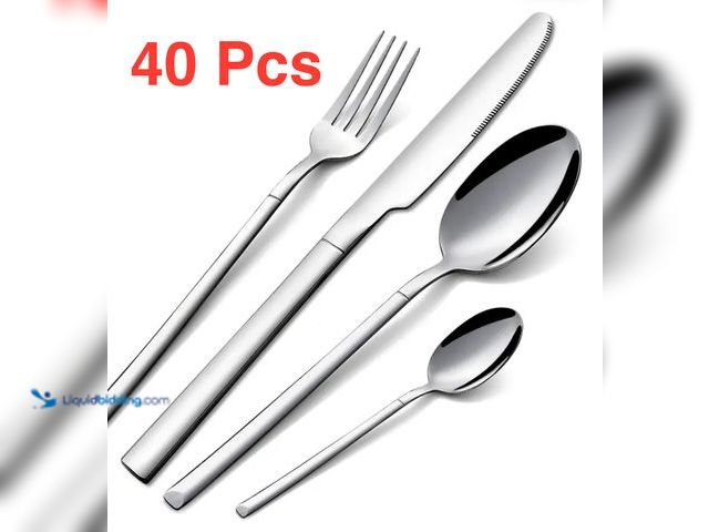 Lot 49-1806736 - 40pc Stainless Steel Flatware Set. Classic design, polished stainless steel. 10 dinner forks (8.27”)...