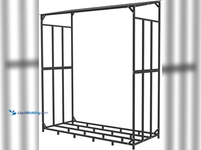 Lot 49-5414662 - Fireplace Wood Storage Heavy Duty Outdoor Firewood Storage Log Rack Metal Firewood Stand with Top Co...