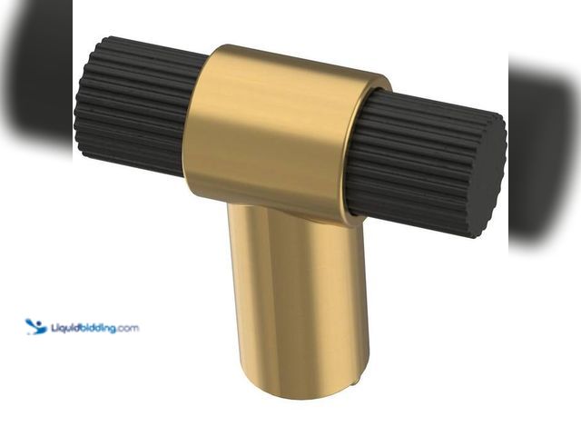 Lot 49-2024526 - Lot of (46)-Liberty Fluted 1-1/4 in. (32 mm) Modern Matte Black and Modern Gold Cabinet T-Knob. Mode...