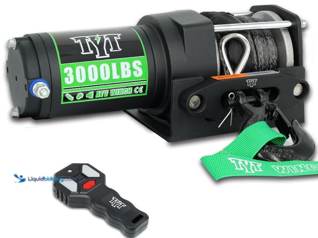 Lot 49-3481735 - TYT 3000 lb. ATV Winch, 12V DC Electric Winch with Wireless Remote and Wired Switch, 1/5"x 32FT Synt...