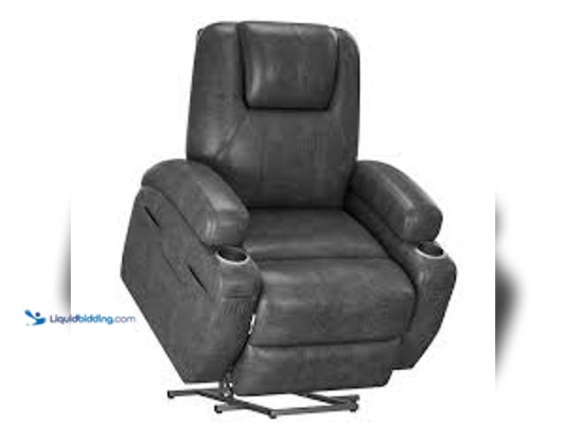 Lot 49-5485283 - LACOO Electric Power Lift Recliner Chair (Leathaire) with Massage for Elderly, Single Sofa with 2 Cu...