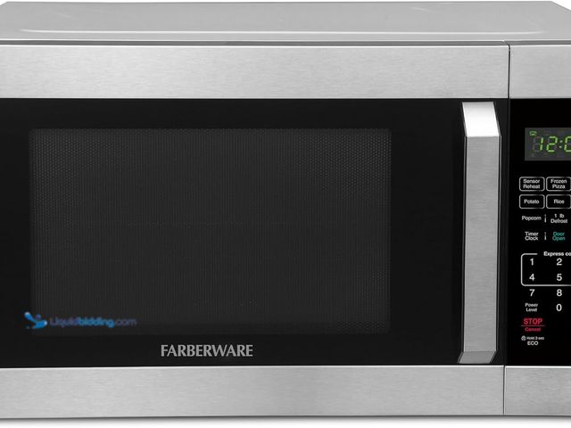 Lot 49-5544285 - Farberware 1.6 Cu. Ft. Countertop Microwave Oven – 1100 Watts Power, Smart Sensor Auto Cook Settings...