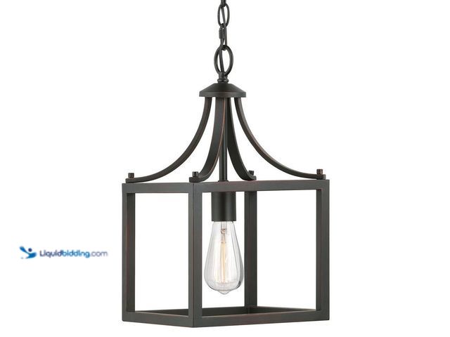 Lot 49-3513422 - Hampton Bay Boswell Quarter 9-1/2 in. 1-Light Distressed Black Farmhouse Mini-Pendant Kitchen Light....