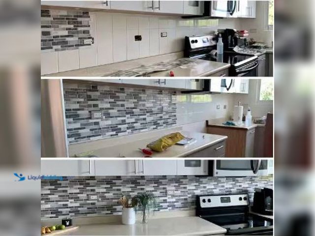 Lot 49-5436799 - Art3d Self-Adhesive 12 in. x 12 in. Vinyl Peel and Stick Tile Backsplash Kitchen in Dark Gray. Model...