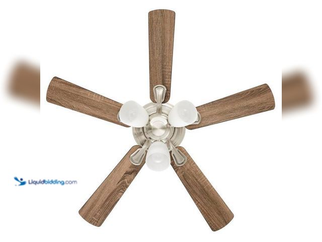Lot 49-2024937 - Hampton Bay Riley 44 in. Indoor LED Brushed Nickel Ceiling Fan with Light Kit, 5 QuickInstall Revers...