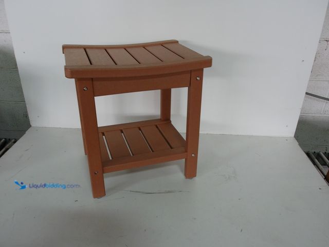 Lot 49-3480448 - 12" W x 16" L x 17" H Shower Bench, Waterproof Shower Seat, 2-Tier Stool, Non-Slip Feet, Brown, Slig...
