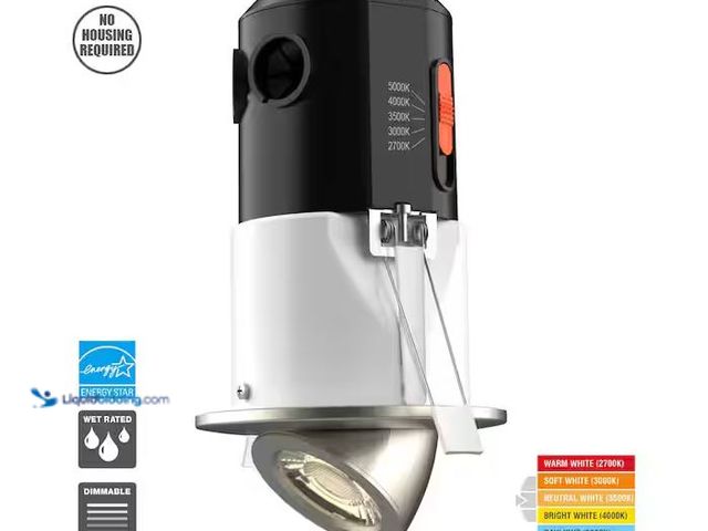 Lot 49-1568943 - Lot of (3) Commercial Electric Premium Downlight 3 in. 2700K - 5000K Brushed Nickel New Construction...