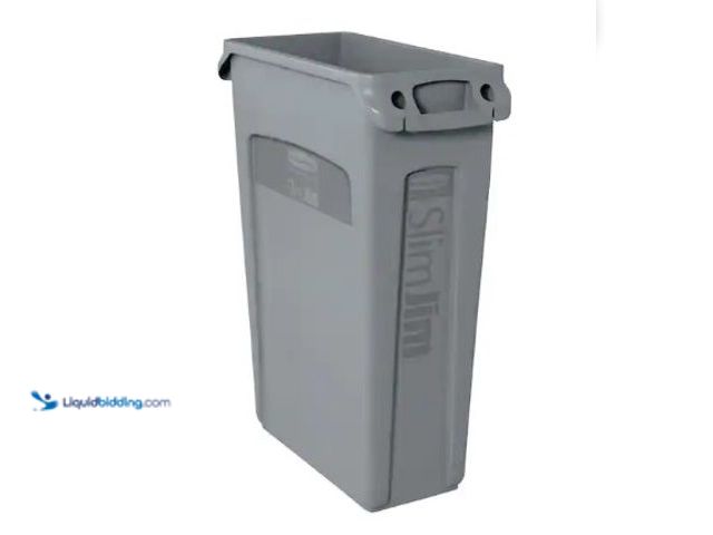 Lot 49-3631085 - Rubbermaid Commercial Products Slim Jim 16 Gal. Gray Vented Waste Basket, Model # 2001582, Unused.  ...
