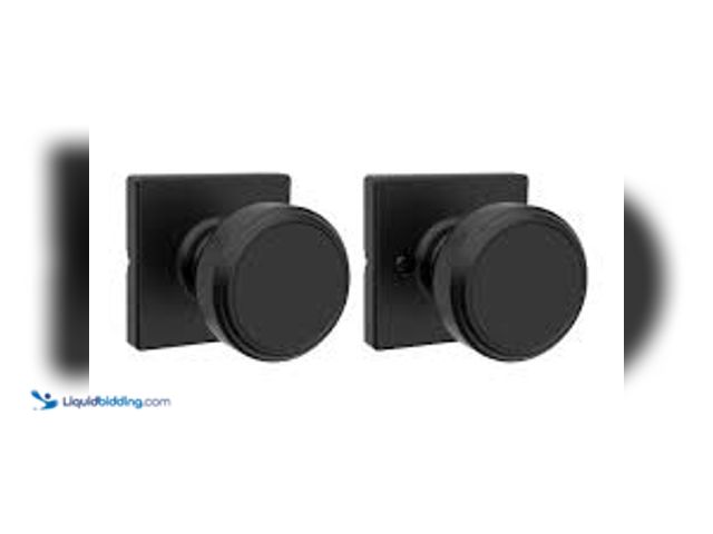 Lot 49-5407630 - QTY 2 - Kwikset Maven Matte Black Square Hall/Closet Door Knob. Model # 200MNK SQT 514 6AL RCS. Unus...