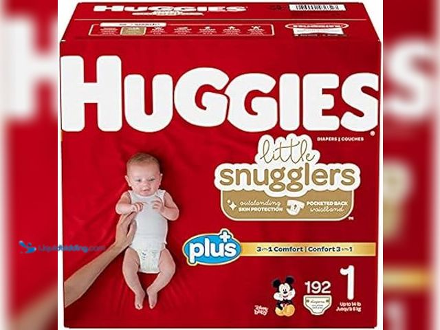 Lot 49-3527678 - Huggies Little Snugglers Plus Diapers Size 1, 192 Count. Model: 036000436327. Unused