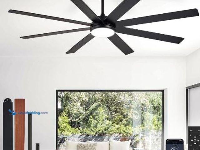 Lot 49-5436521 - Depuley 66" Ceiling Fans with Lights: Black Indoor/Outdoor Ceiling Fan for Patios Living Room - 8 Bl...