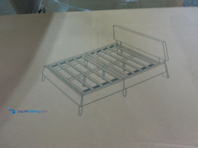 Lot 49-1556151 - Queen Size Bed Frame with Headboard, Upholstered Platform Bed, Linen Fabric Wrap, Sturdy Wood Slat S...