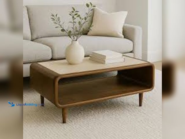 Lot 49-5485391 - Liv & Skye 36 in. Brown Rectangle Travertine Stone Coffee Table with Open Storage Shelf. Model # 216...