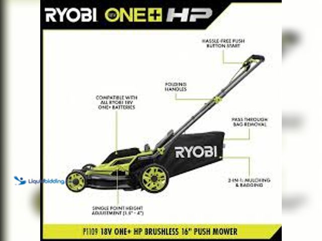 Lot 49-5475981 - RYOBI ONE+ HP 18V Brushless 16 in. Cordless Battery Walk Behind Push Lawn Mower. Model # P1190 Used,...