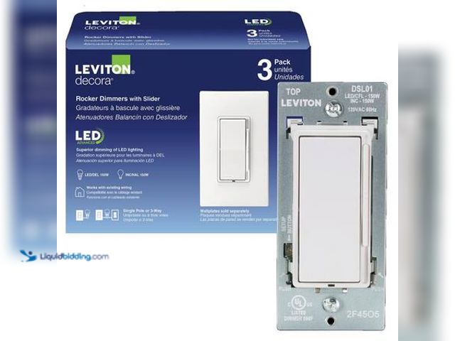 Lot 49-5541487 - Leviton Decora Rocker White Advanced Dimmer Switch for LED and Incandescent Bulbs, 150-Watt Single P...