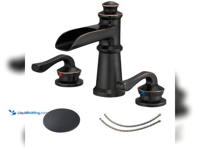 Lot 49-5575090 - BWE 8 in. Waterfall Widespread 2-Handle Bathroom Faucet with Pop Up Drain Assembly in Oil Rubbed Bro...