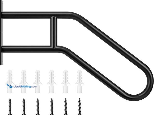 Lot 49-1576840 - VIVOSUN Outdoor Handrail, 3 Step Stair Handrail, 27.5" x 18.5" Fits 1 to 3 Steps, U-Shaped Wrought I...