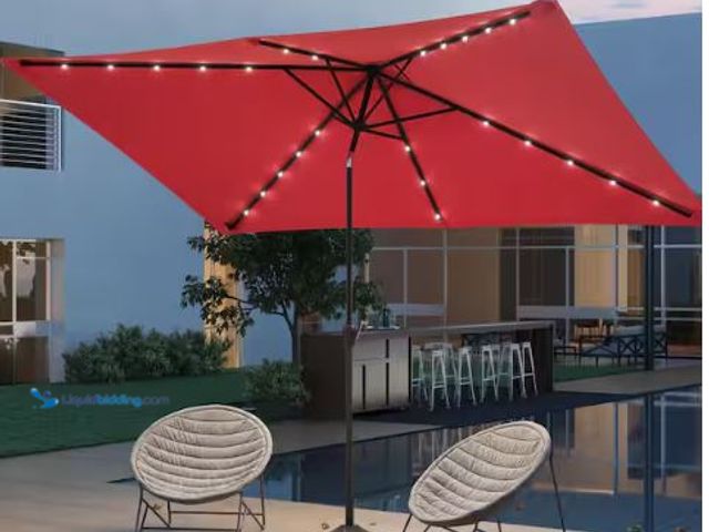 Lot 49-1630701 - 10 ft. x 6.5 ft. LED Rectangular Patio Umbrella with UV Protection, Easy Tilt and Wind-Resistant Fea...