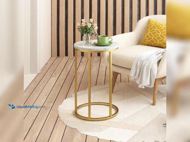 Lot 49-3433496 - Function Home C Table End Table, Marble C Shaped Sofa Side Table, Couch Tables That Slide Under, Sna...