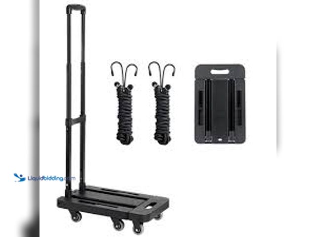 Lot 49-3538844 - SKYSHALO Folding Hand Truck, 500 lbs. Load Capacity, Collapsible Luggage Cart with 6-Wheels, 2-Ropes...