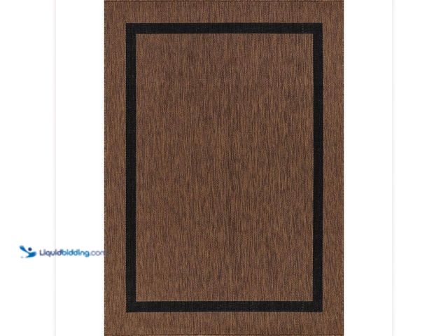 Lot 49-5416220 - 5 X 7 Gold Black Waikiki Modern Bordered Indoor Outdoor Area Rug. [Model # HD-WKK20453-5X7] Unused
