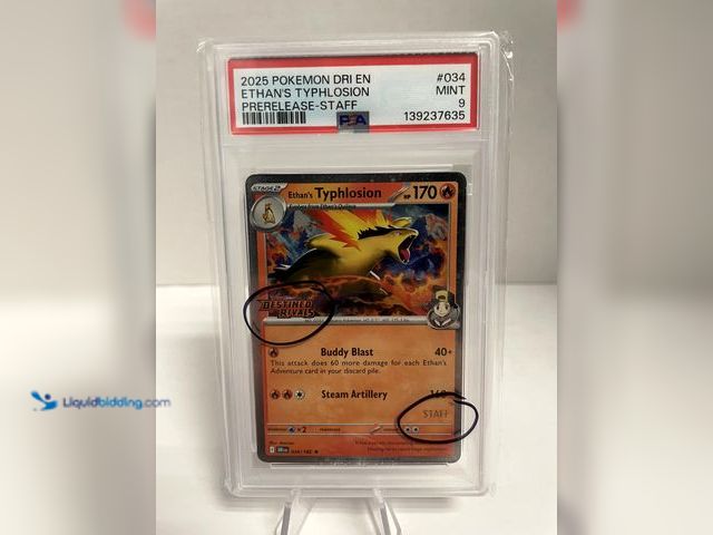 Lot 49-910525 - 2025 Pokemon DRI EN Prerelease Staff #034 Ethan's Typhlosion PSA 9 MINT. Ref:COINS0723