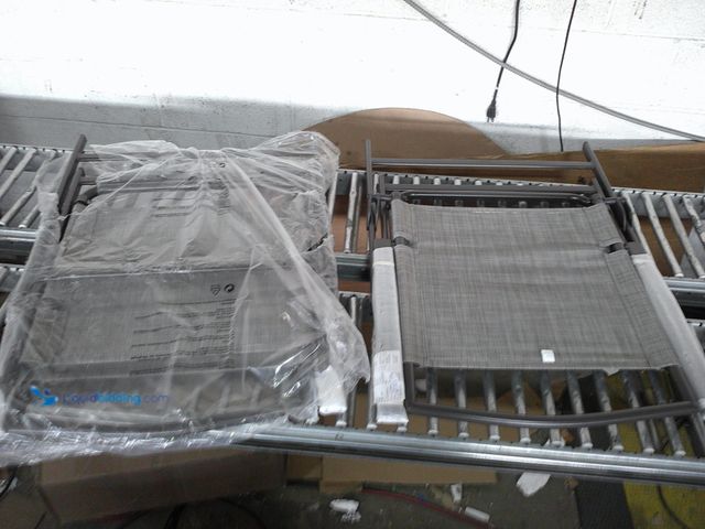 Lot 49-1516902 - (2) metal patio folding chairs with mesh fabric 35.5 x 22 x 23.5 grey/brown, unused,   Ref#HD-PA0717