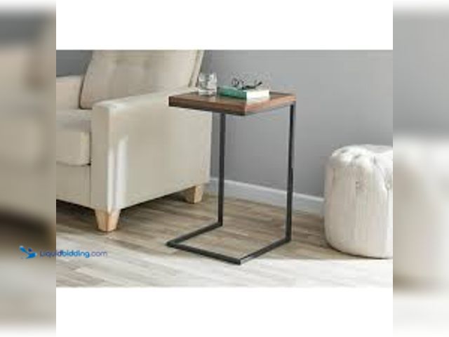 Lot 49-5553038 - Mainstays C-Shape Metal End Table, Canyon Walnut Finish MODEL:042666047883 UNUSED