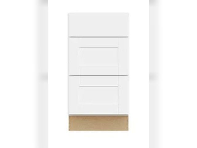 Lot 49-5542498 - Hampton Bay 18" W X 345" H X 24" D Shaker Drawer Base Cabinet With, Parts and repair, bottom panel b...
