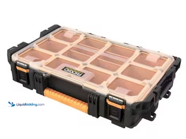Lot 49-2025002 - RIDGID Pro Gear System Gen 2.0 Stackable Durable Weather Resistant 10-Compartment Small Parts Organi...