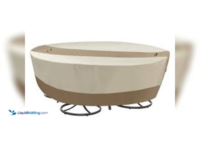 Lot 49-5483863 - Hampton Bay Round Table Outdoor Patio with Chair Cover. Model # 792233-C. Unused