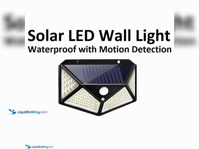Lot 49-5388236 - Solar Waterproof LED Wall Light with Motion Detection - NEW - Features 100 bright LED chips.&nbsp; 3...