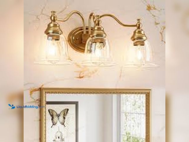 Lot 49-5489045 - Tribesigns 22.9 in. 3-Light Modern Brushed Nickel Gold Bathroom Vanity Light with Clear Glass Shade ...