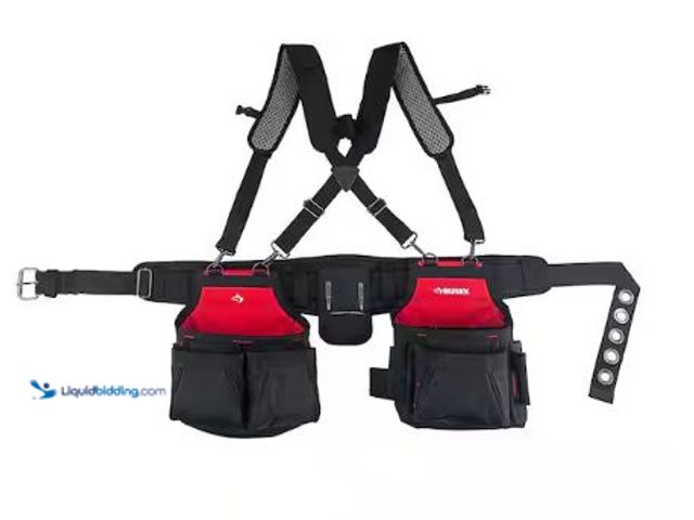 Lot 49-3612764 - Husky Contractors 2-Bag Work Tool Belt with Suspenders, Model # HD00166, Unused, Has attachments.  R...