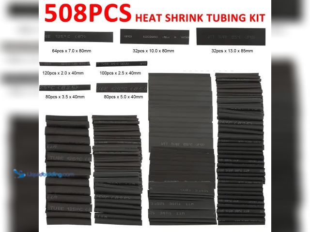 Lot 49-1820445 - 580 Piece Heat Shrink Insulated Tubes for Wires Black Various Sizes - NEW - With a 3:1 shrink ratio ...