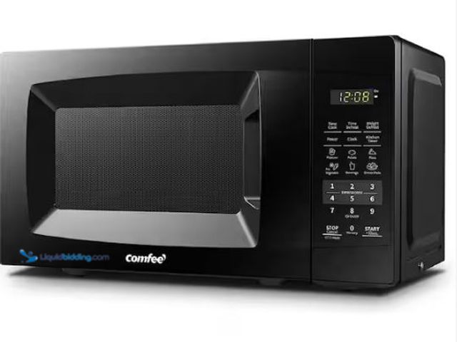 Lot 49-1549188 - Comfee' 0.7 cu. ft. 700 Watt Compact Countertop Microwave in Black with Safety lock, One-Touch Butto...