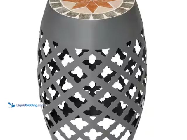 Lot 49-3614432 - Outsunny 18 in. Grey Round Metal Outdoor Side Table, Model # 84B-631CG, New. (NOTE: Factory sealed.)...