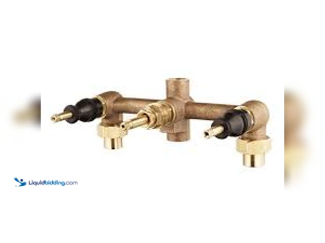 Lot 49-5411593 - Pfister 8 in. Fixed Brass 3-Handle Valve Body. Model # 01-31XA. Unused