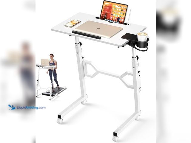 Lot 49-5437671 - Small Standing Desk with Wheels, Portable Treadmill Desk, Rolling Desk Adjustable Height for Laptop,...