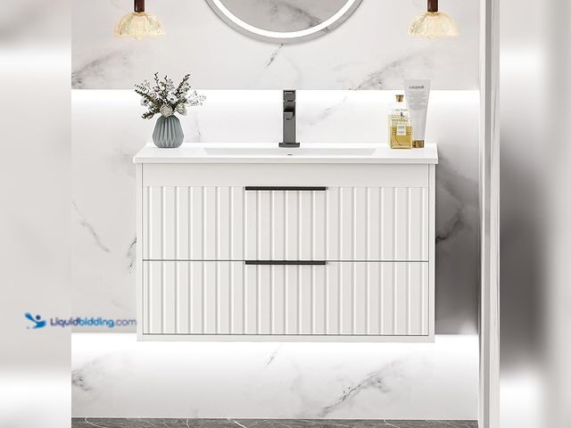 Lot 49-3480457 - TOLEAD 30" Bathroom Vanity Cabinet, Floating Bathroom Vanity with 2 Big Drawers and Metal Handles, W...