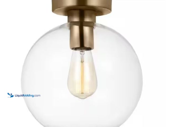 Lot 49-3631341 - Generation Lighting Orley 10" Satin Brass Indoor/Outdoor Dimmable Wall or Ceiling Flush Mount Light ...