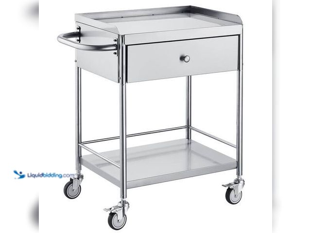 Lot 49-5545052 - SVOPES 2-Layer Medical Cart Stainless Steel Utility Cart with 220 lbs. CapacityKitchen Cartwith 360°...