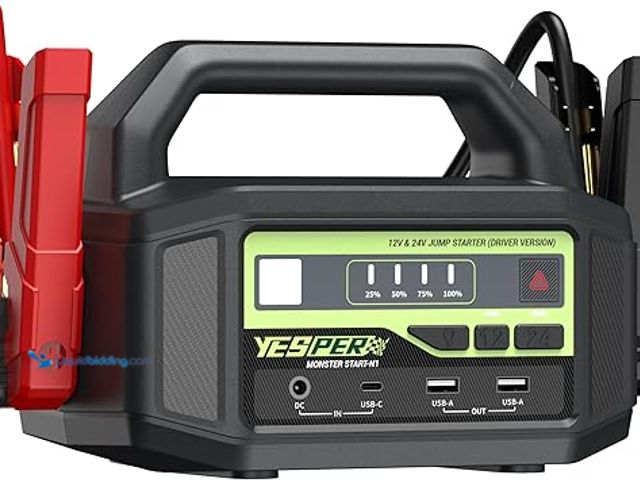 Lot 49-5461078 - YESPER 12V/24V Car Jump Starter, 6000A Peak 5.1 lbs Portable Jump Starter Battery Pack Quick Charge ...