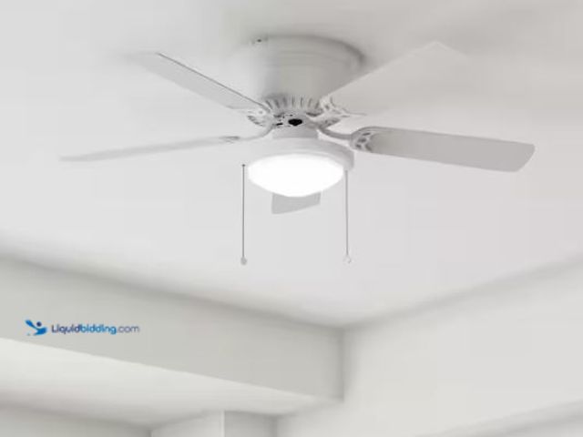 Lot 49-1549285 - Hampton Bay Hugger 44 in. LED Matte White Ceiling Fan, Model # AL383CP-MWH, Unused.  Ref#AHDPA1023