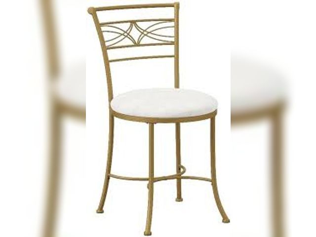 Lot 49-5463325 - Dutton Metal Vanity Stool with Center Diamond Design Gold - Hillsdale Furniture: Upholstered White S...