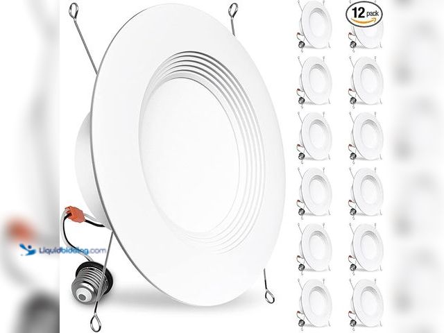 Lot 49-5433780 - BBOUNDER 12 Pack 5/6 Inch LED Recessed Downlight, Baffle Trim, Dimmable, 12.5W=100W, 3000K Warm Whit...