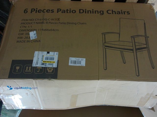 Lot 49-2000753 - Hampton Bay Holly Cove 6-Piece Wicker Outdoor Dining Chairs with Almond Cushions #NBJW-CY-6-GG-C-X-W...