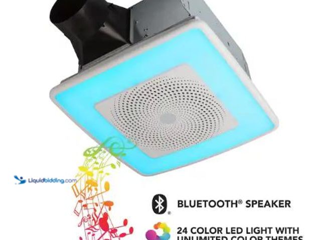 Lot 49-1625341 - Broan-NuTone Sensonic 80 CFM Ceiling Bathroom Exhaust Fan with Multi-Color LED and Bluetooth Speaker...